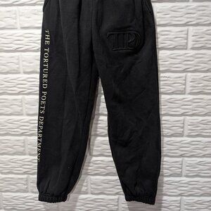 Taylor Swift Black The Tortured Poets Department Sweatpants Sz Y Med Embossed